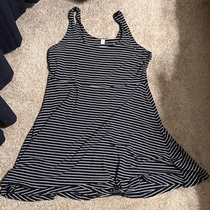 OLD NAVY NAVY BLUE AND WHITE STRIPED SLEEVELESS TANK SWING DRESS